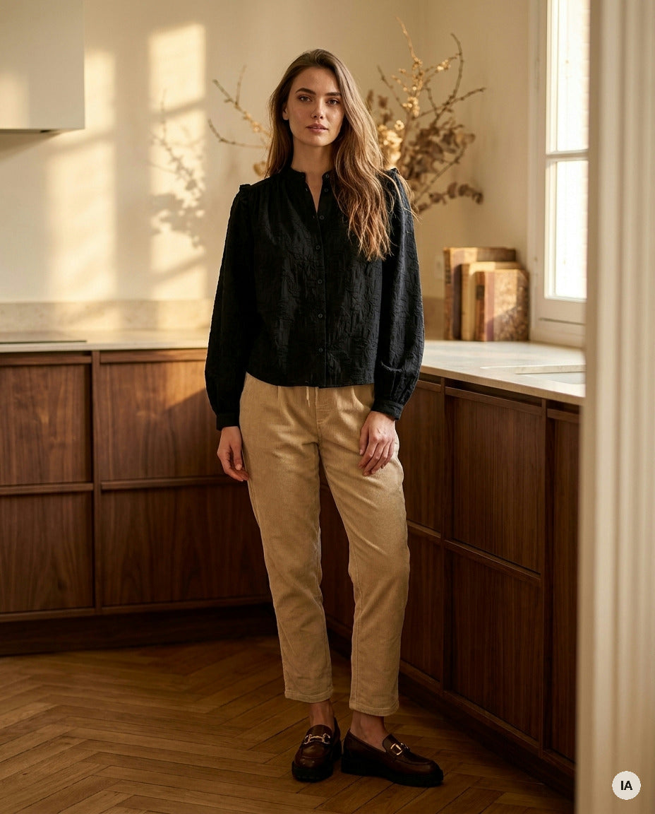 BLOUSE MUSE NOIR - MINUIT DOUZE TOP — Image générée par IA