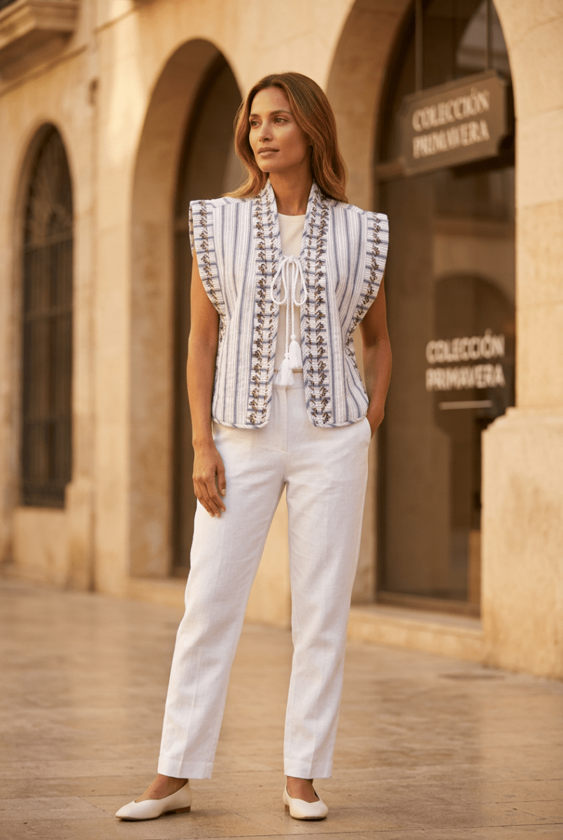 GILET BOHO BLUE STRIPES - RUE MAZARINE GILET