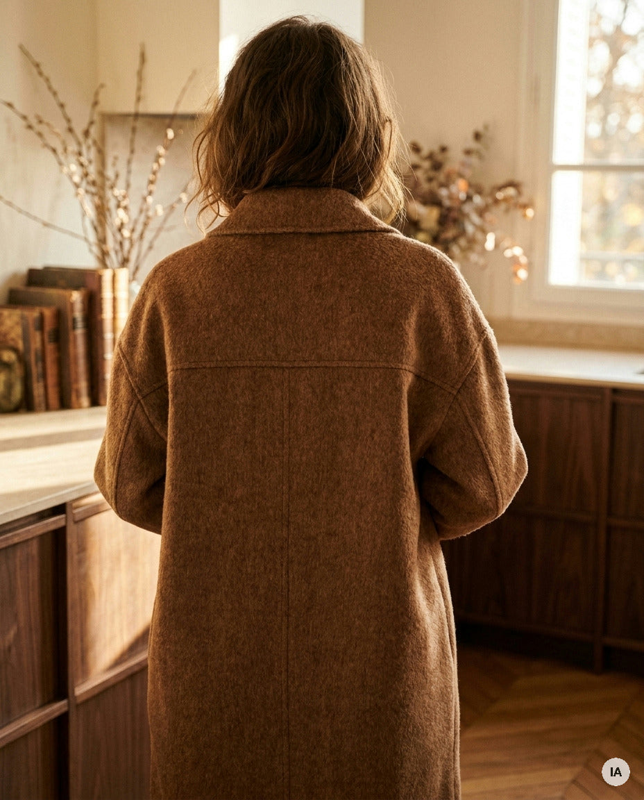 MANTEAU EN LAINE CAMBRIDGE - MINUIT DOUZE VESTE — Image générée par IA