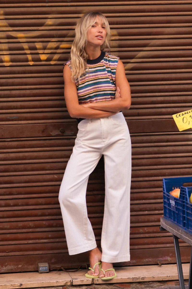 PANTALON PEDRO DOBBY ECRU - LAUREPLUSMAX Pantalon