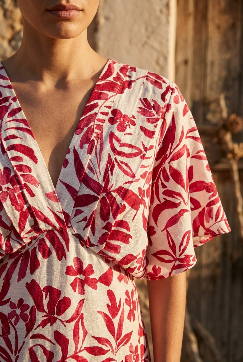 ROBE ALABAMA IMPRIMEE ROUGE - RUE DES ABBESSES Robe