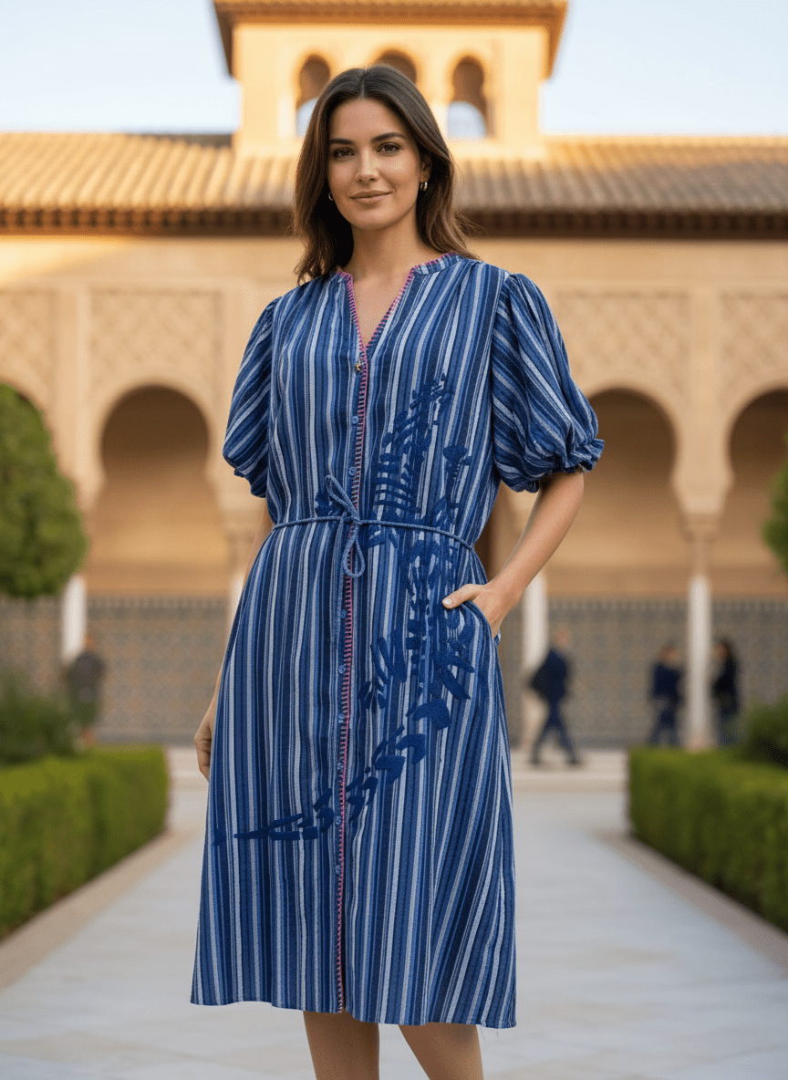 ROBE MAE RAYURES BLEUES - CASBAH LOVE Robe