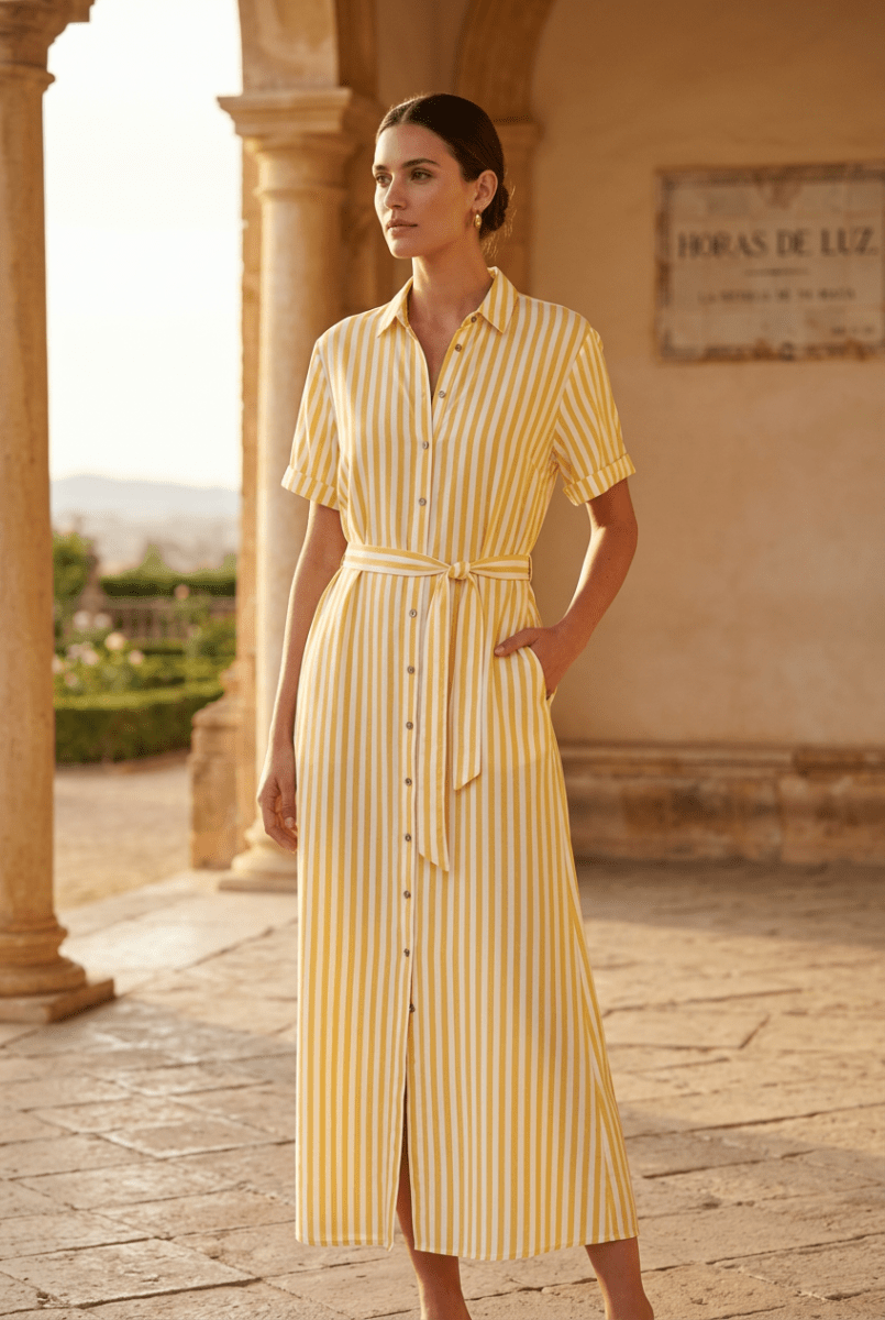 ROBE MARMARA RAYURE JAUNE - RUE MAZARINE Robe