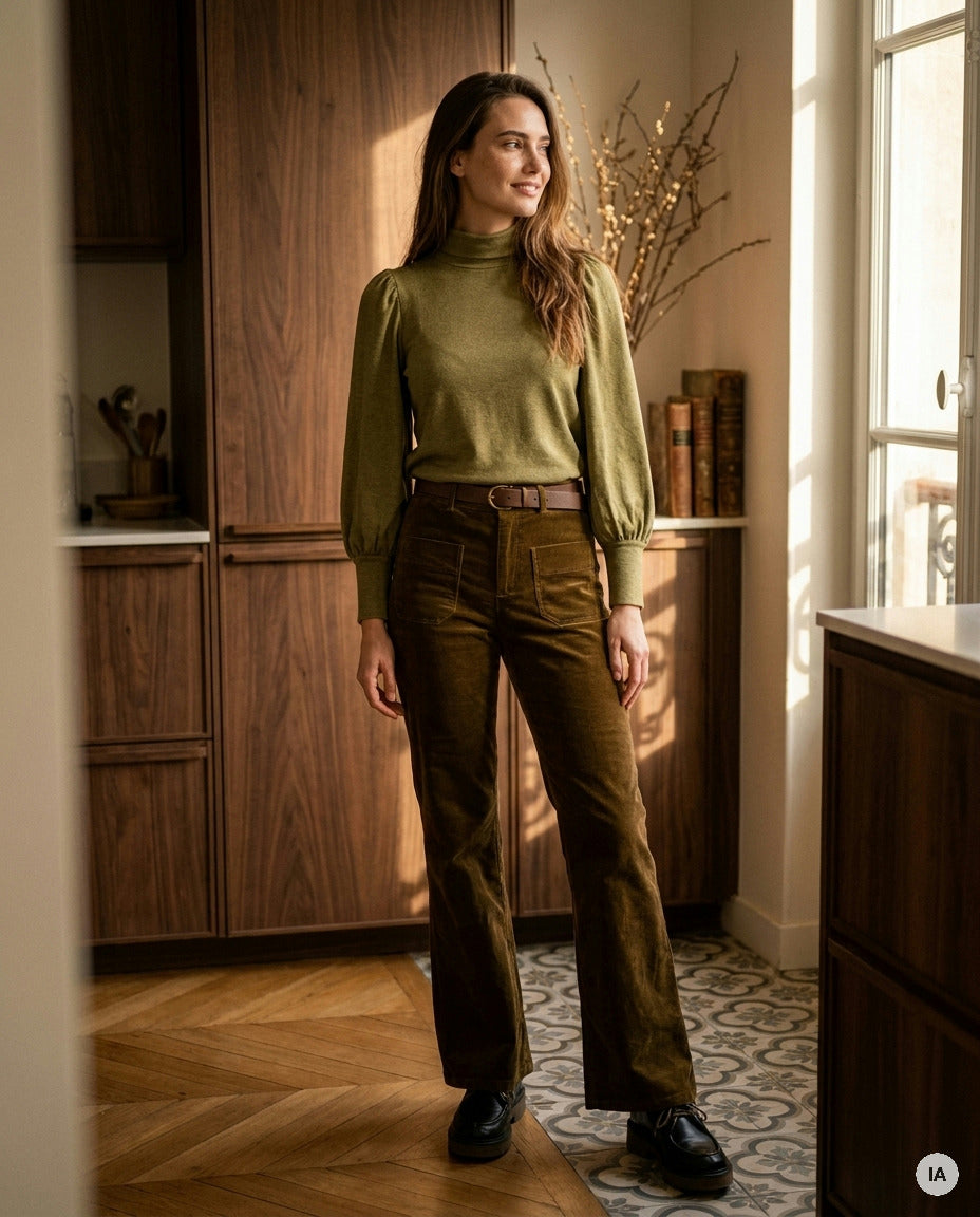 T-SHIRT ELYCIA OLIVE - MINUIT DOUZE T-SHIRT — Image générée par IA
