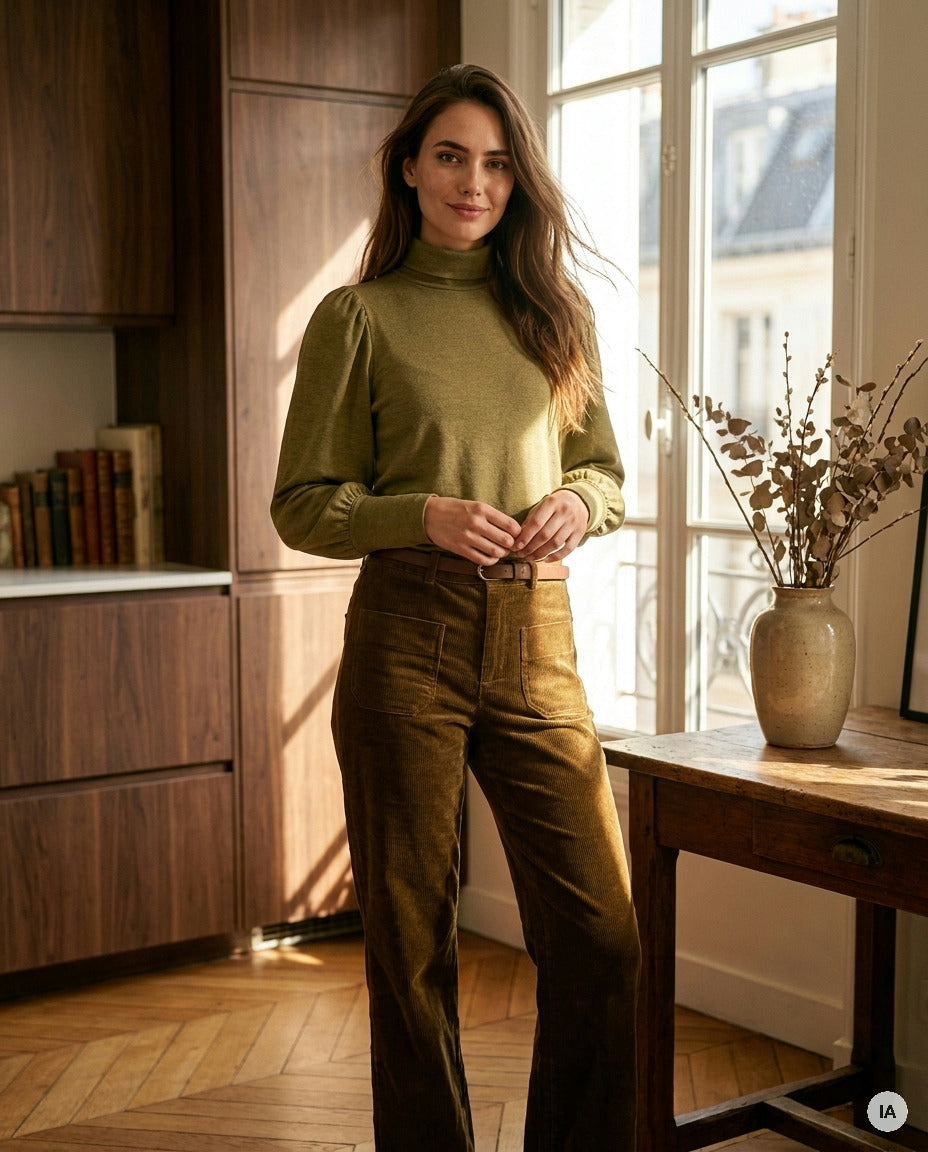 T-SHIRT ELYCIA OLIVE - MINUIT DOUZE T-SHIRT — Image générée par IA