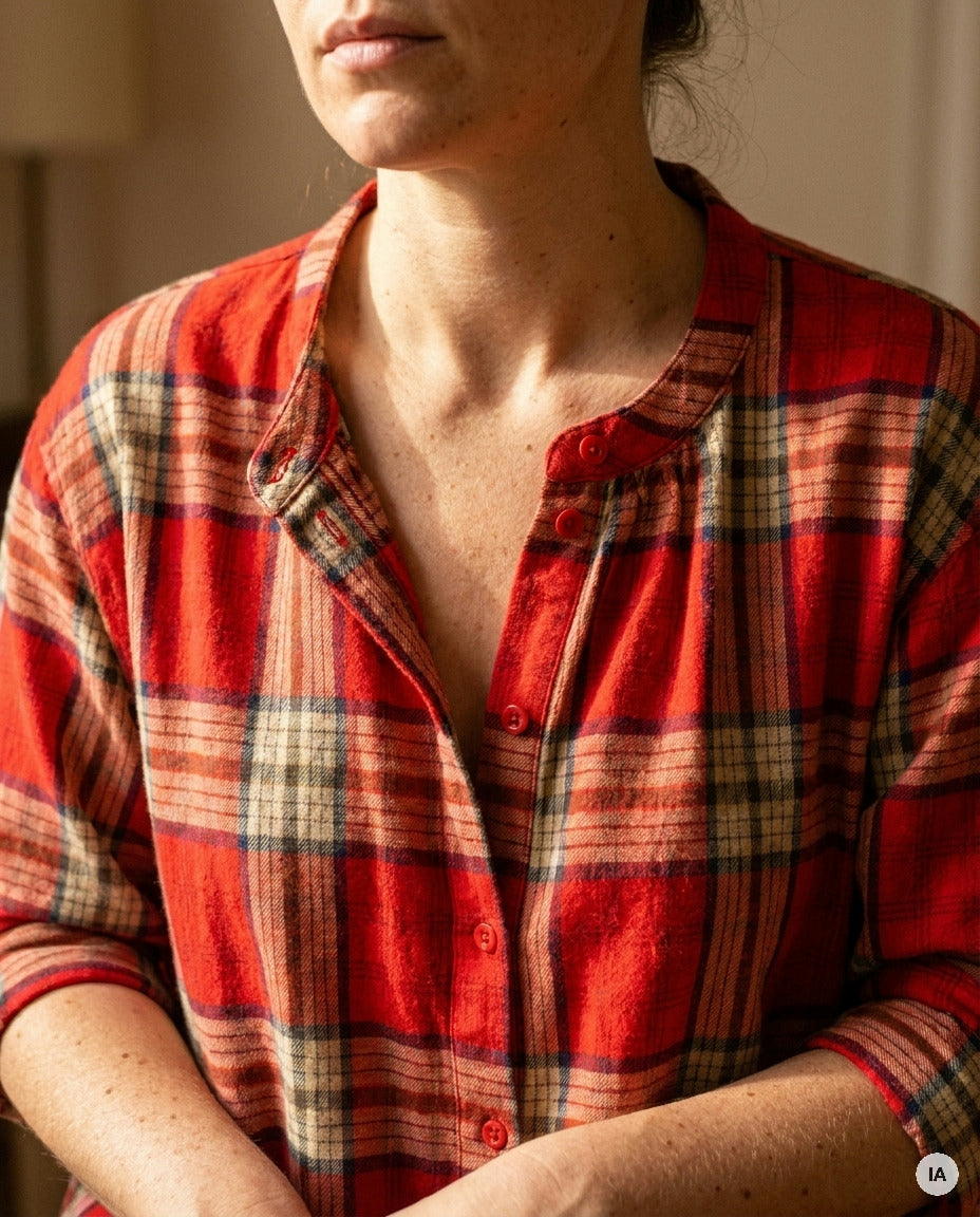 TOP SIMONE CARREAUX ROUGES - ORFEO TOP — Image générée par IA