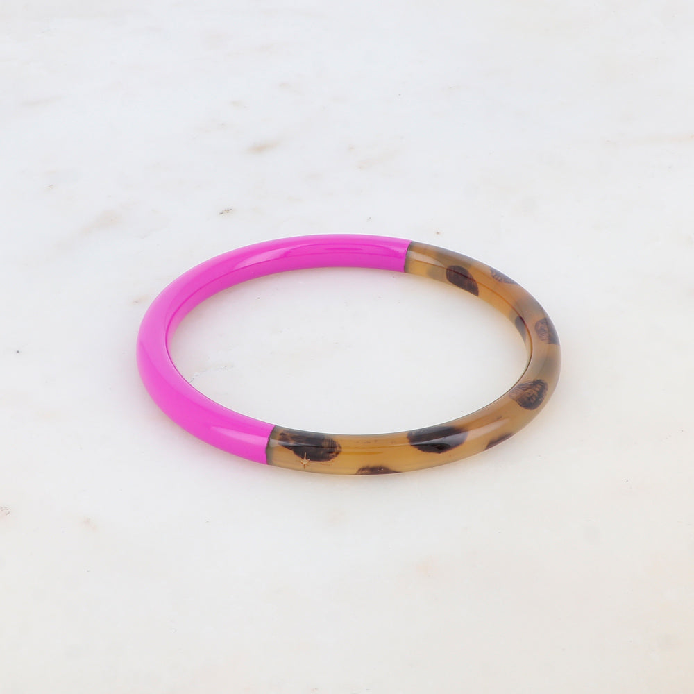 Pulsera de cuerno de búfalo lacado con estampado de leopardo