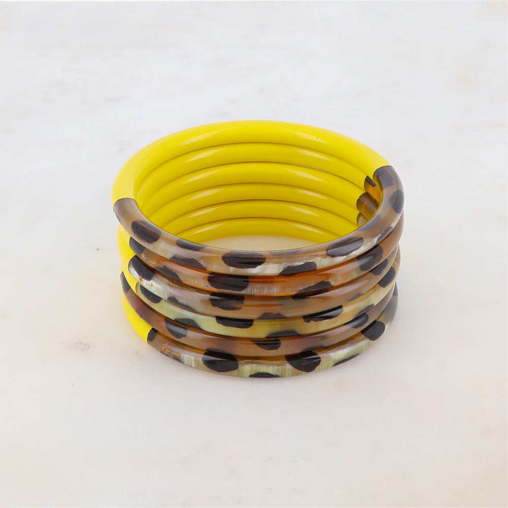 Pulsera de cuerno de búfalo lacado con estampado de leopardo