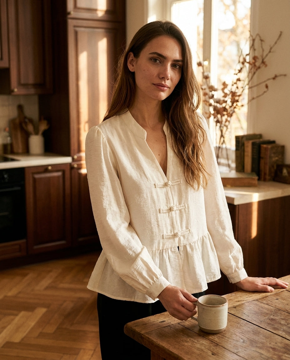 BLOUSE EMILIE BEIGE - YCOO Top