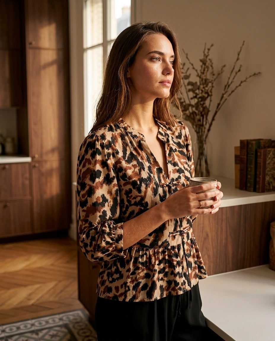 BLOUSE EMILIE CAMEL - YCOO Top