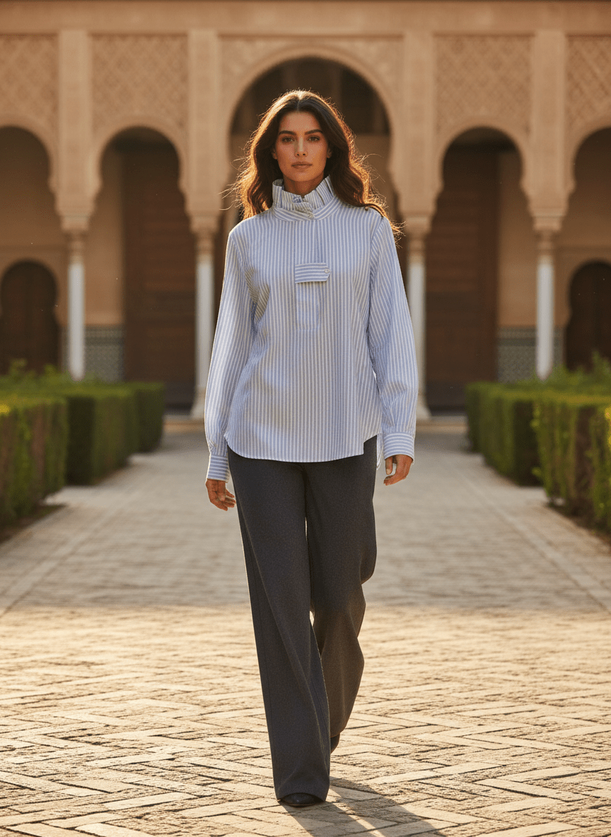 Blouse Flore RAYE BLEU - OPULLENCE Top