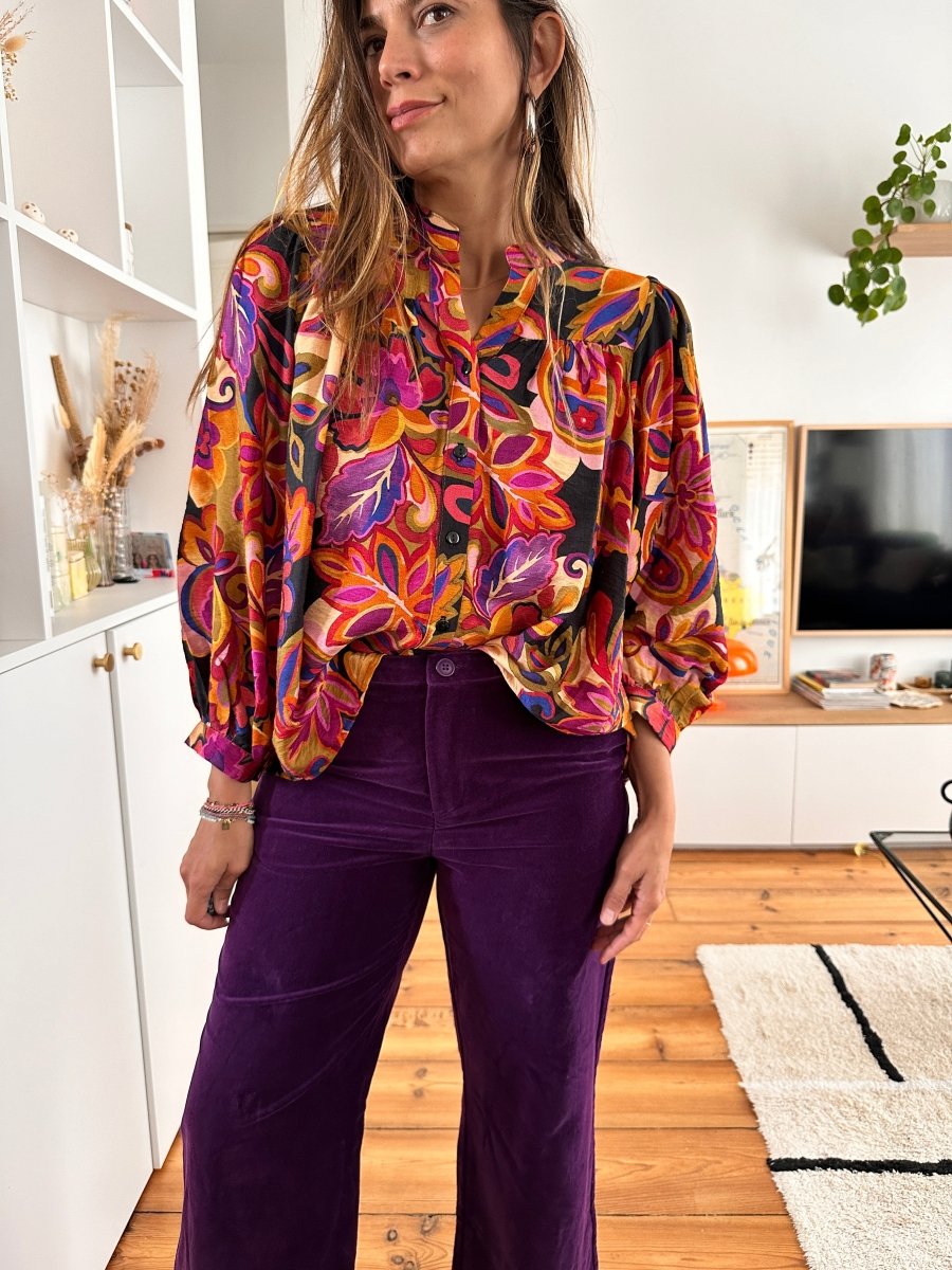 Blouse Louise VIOLET FLEUR - RUE DES ABBESSES Top pour femme