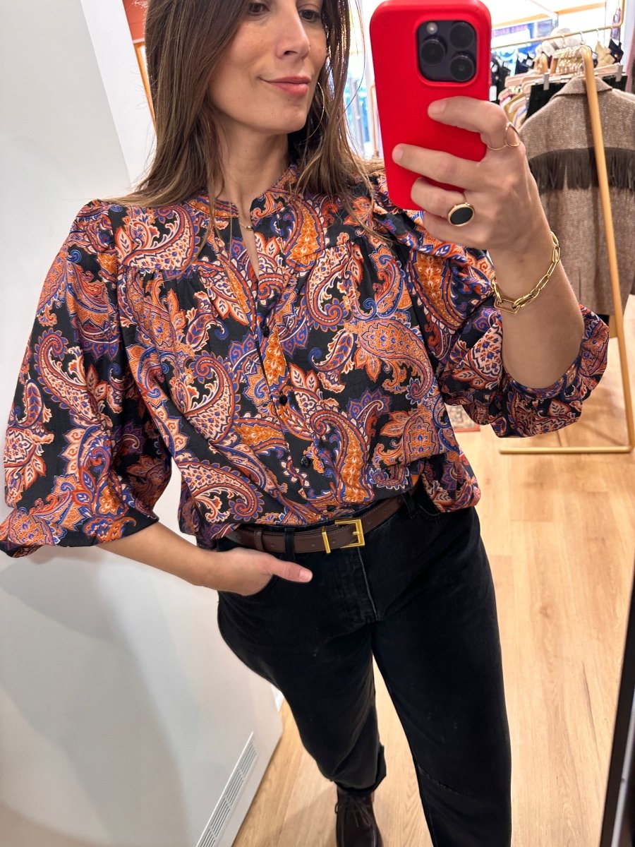 Blouse Louise NOIR CASHEMERE - RUE DES ABBESSES Top