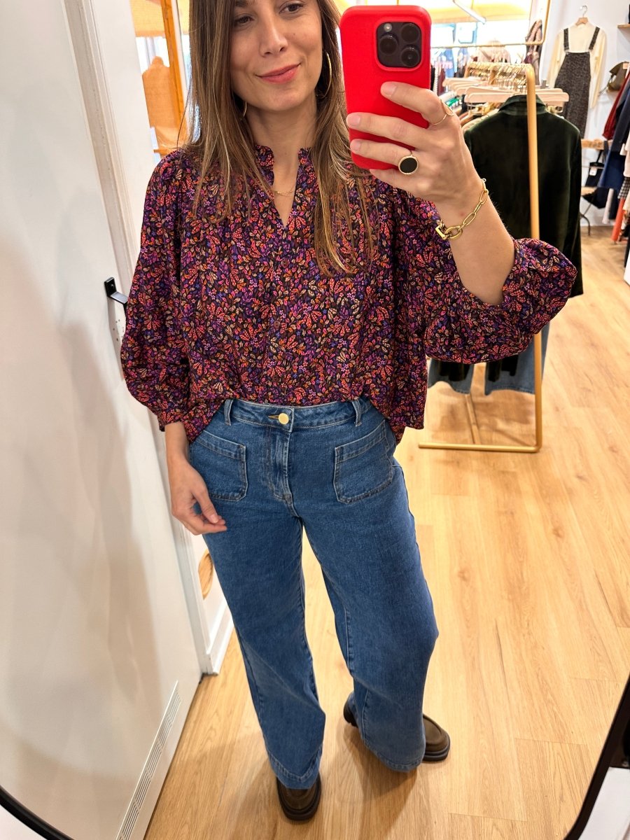 Blouse Louise VIOLET FLEURI - RUE DES ABBESSES Top
