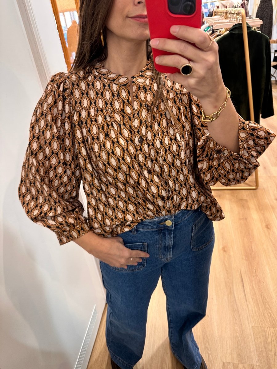 Blouse Louise MOUTARDE GEOMETRIC - RUE DES ABBESSES Top