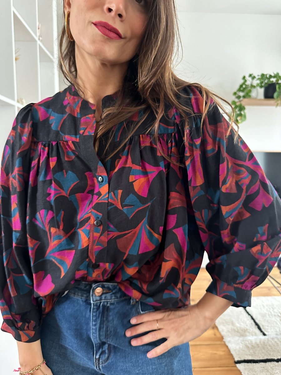 Blouse Louise NOIR FUSCHIA - RUE DES ABBESSES Top