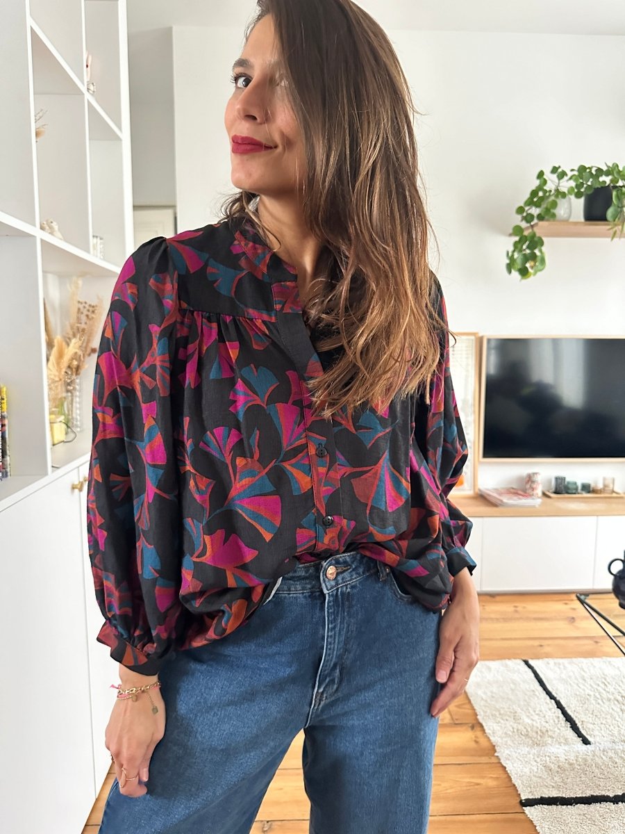 Blouse Louise NOIR FUSCHIA - RUE DES ABBESSES Top