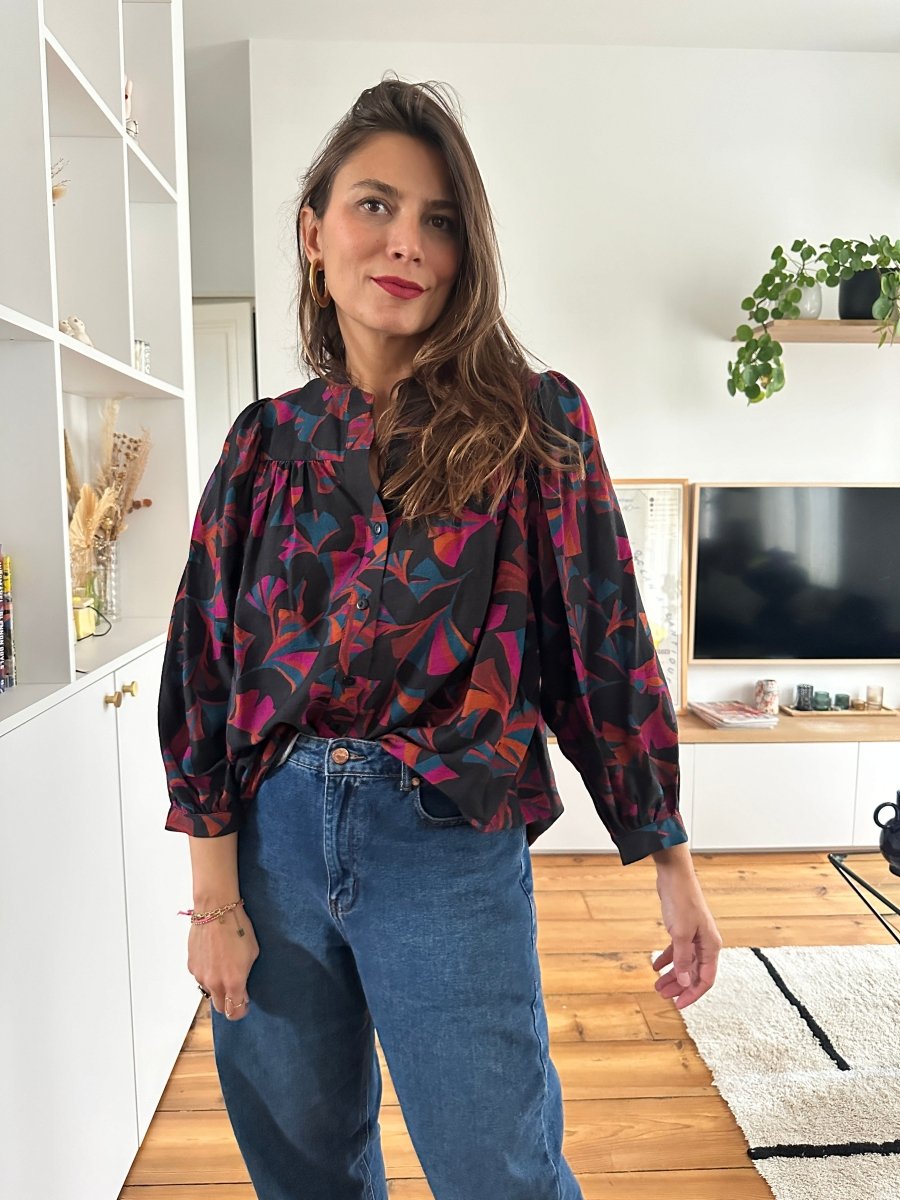 Blouse Louise NOIR FUSCHIA - RUE DES ABBESSES Top