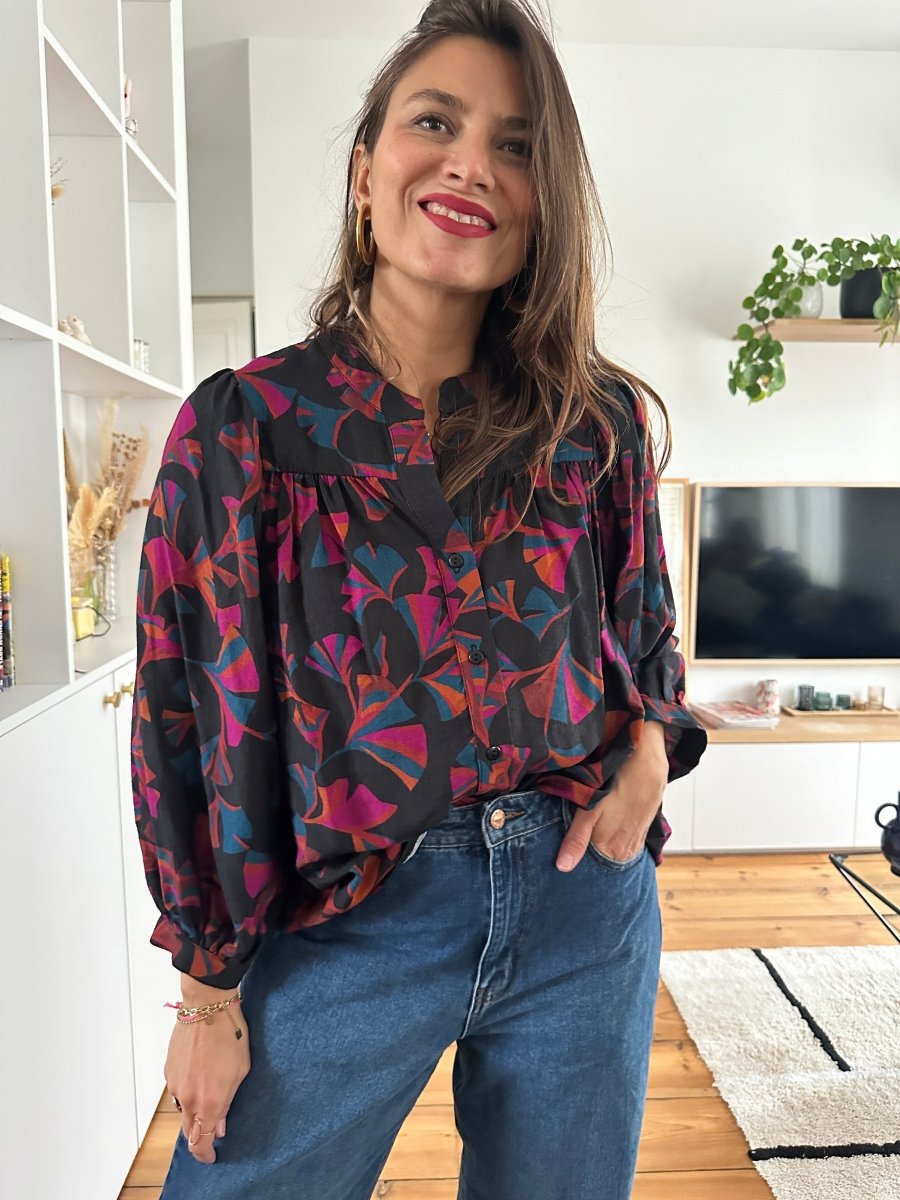 Blouse Louise NOIR FUSCHIA - RUE DES ABBESSES Top