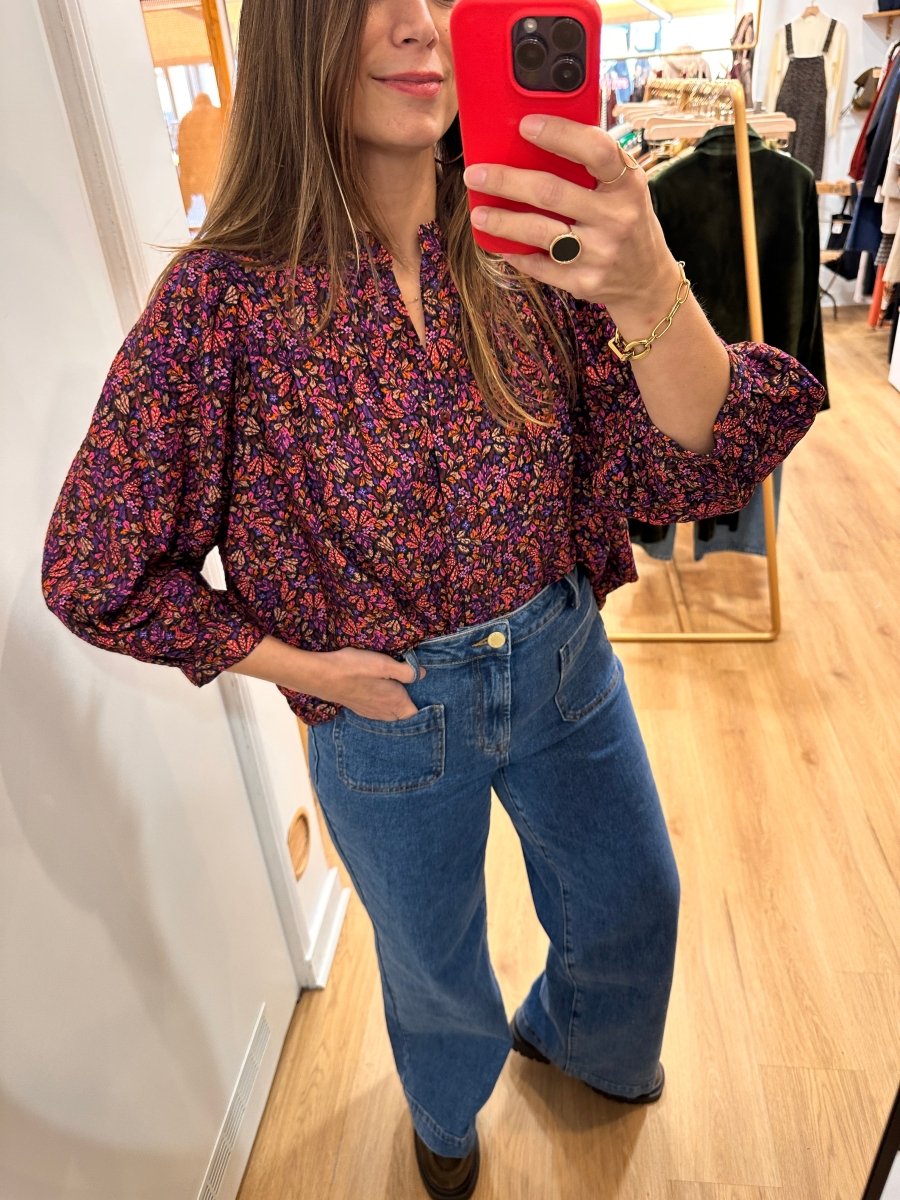 Blouse Louise VIOLET FLEURI - RUE DES ABBESSES Top