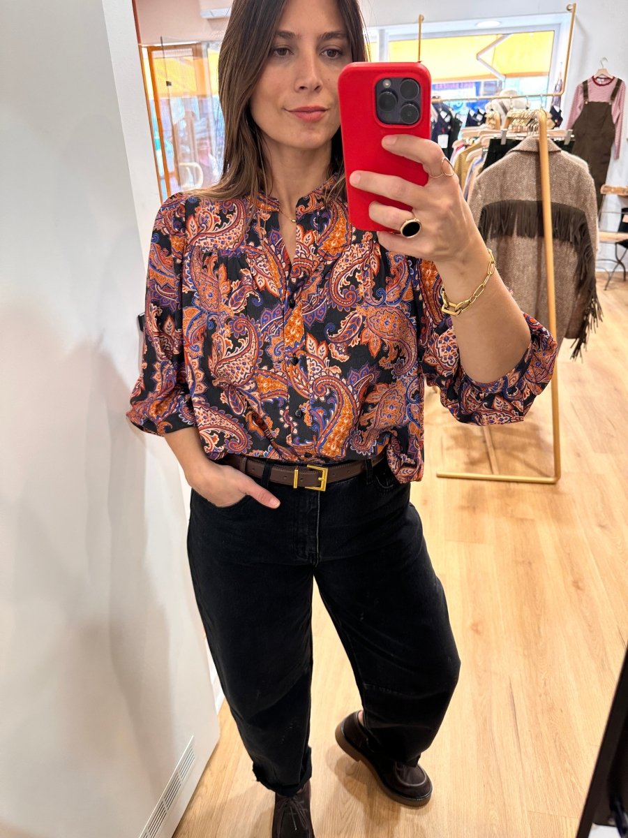 Blouse Louise NOIR CASHEMERE - RUE DES ABBESSES Top