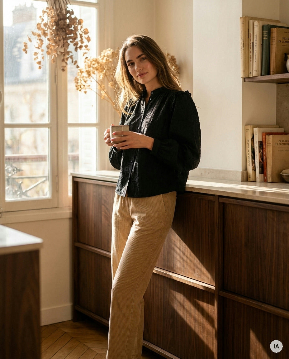 BLOUSE MUSE NOIR - MINUIT DOUZE TOP — Image générée par IA
