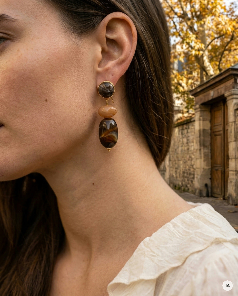 BOUCLES D'OREILLES GIULIA CHOCOLAT - BOHM Bague — Image générée par IA