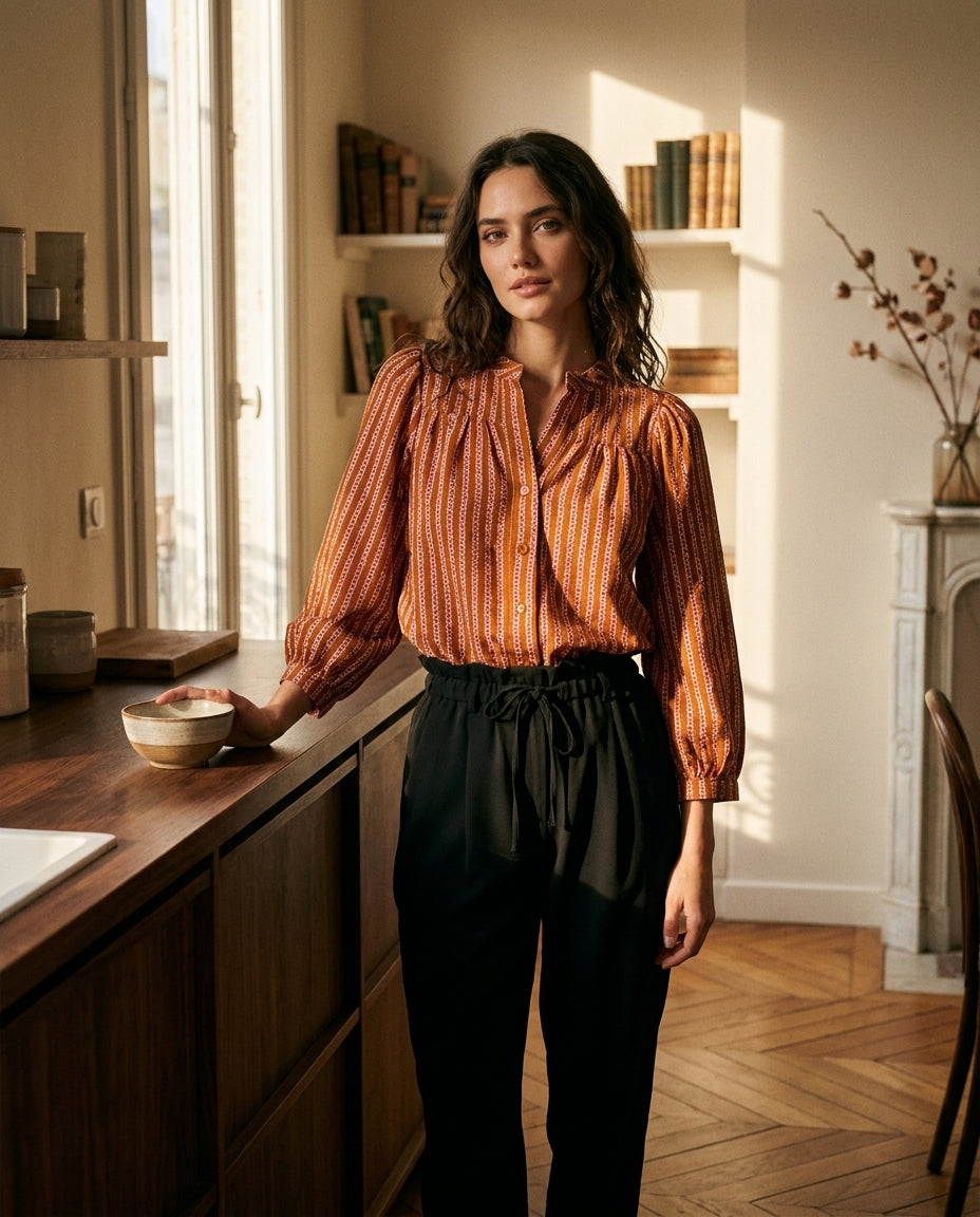 CHEMISE LOUISE CAMEL - RUE DES ABBESSES Top