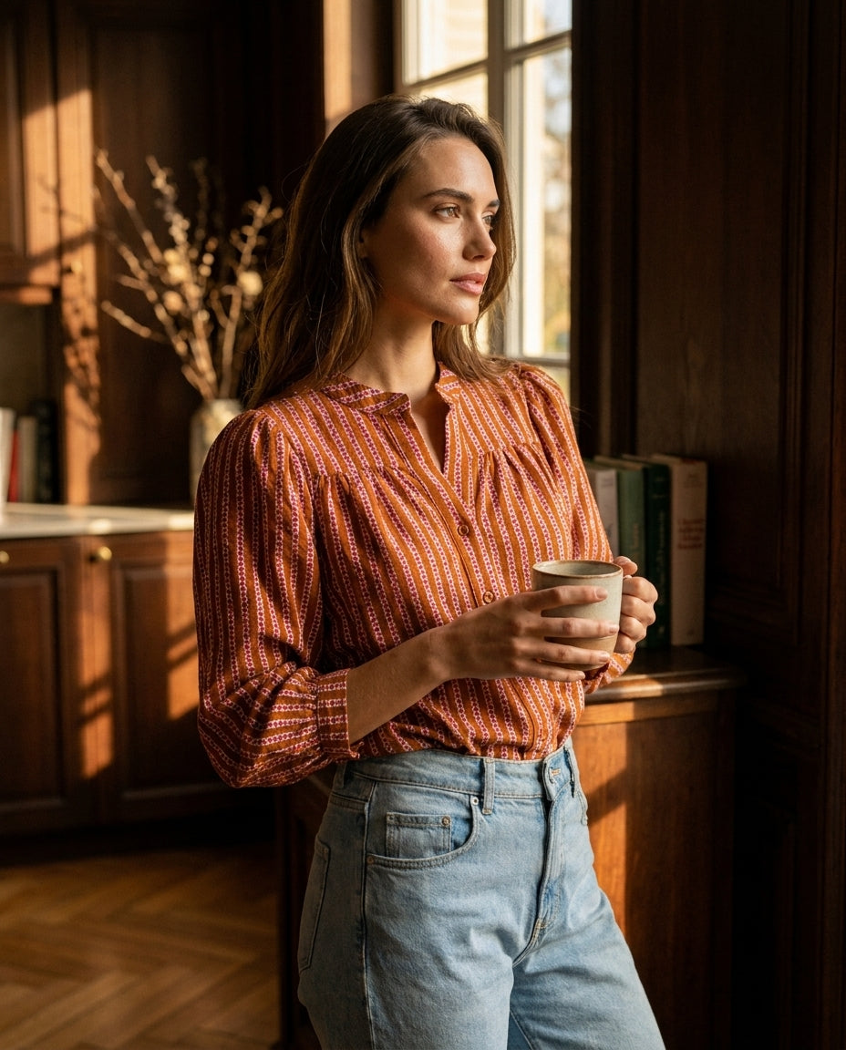 CHEMISE LOUISE CAMEL - RUE DES ABBESSES Top