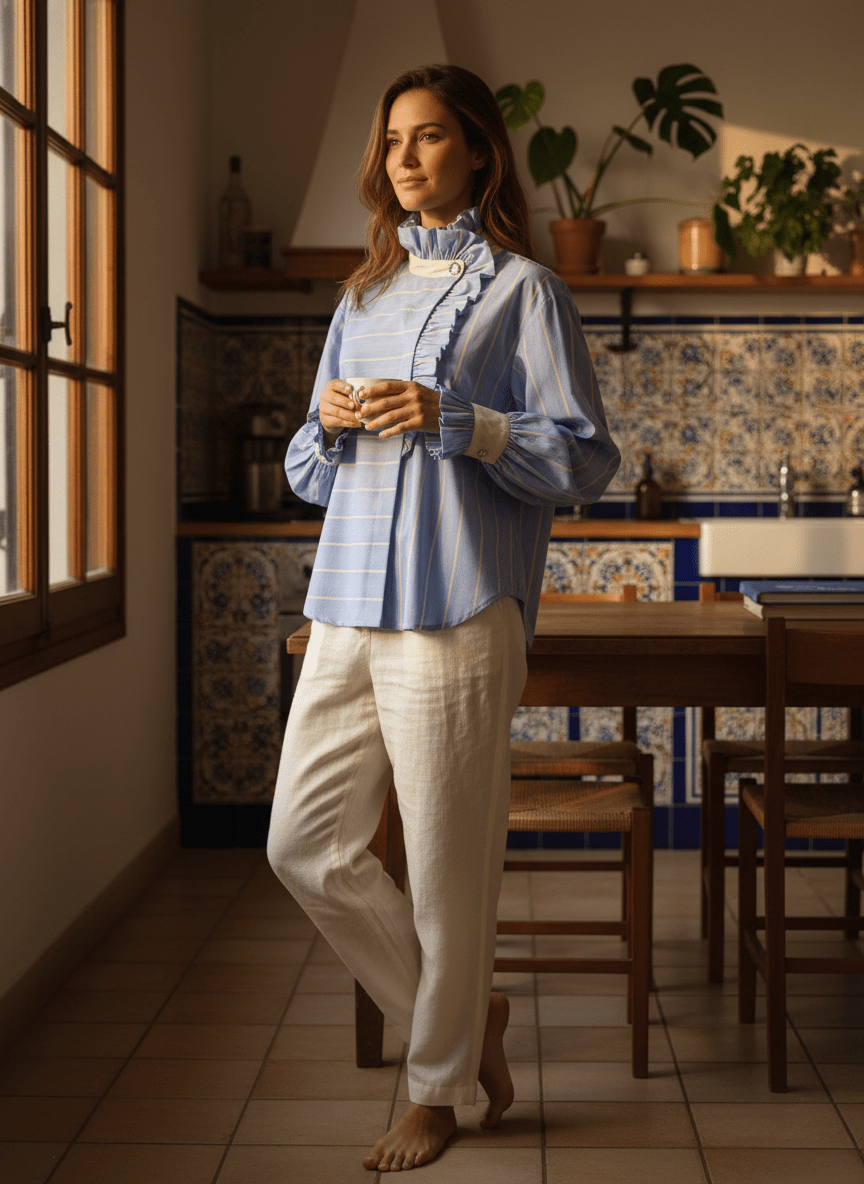 Chemise Vadim BLEU CIEL - OPULLENCE Top