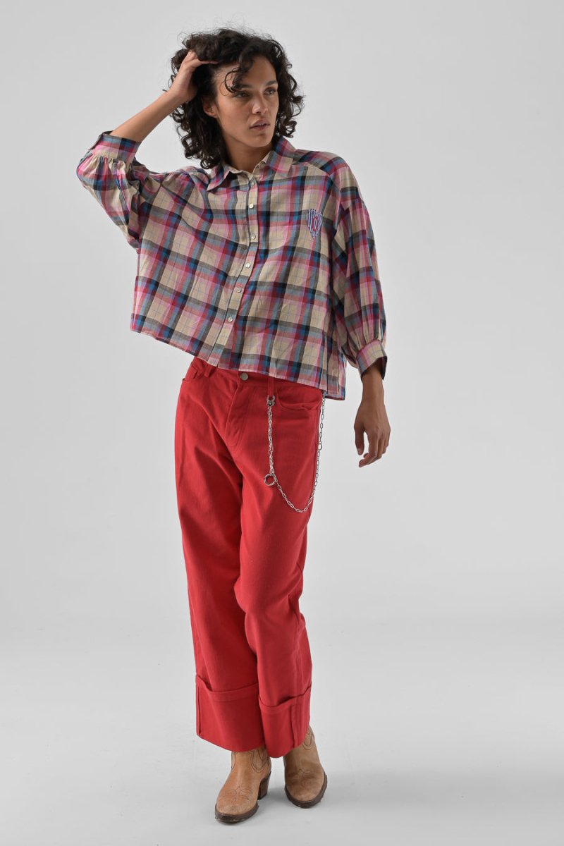 CHEMISIER CASSILDE CARREAUX ROSES - ORFEO TOP