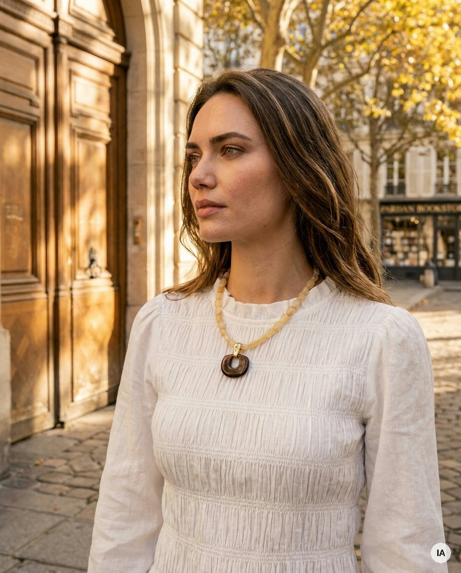 COLLIER FLORENCE CHOCOLAT - BOHM Bague — Image générée par IA