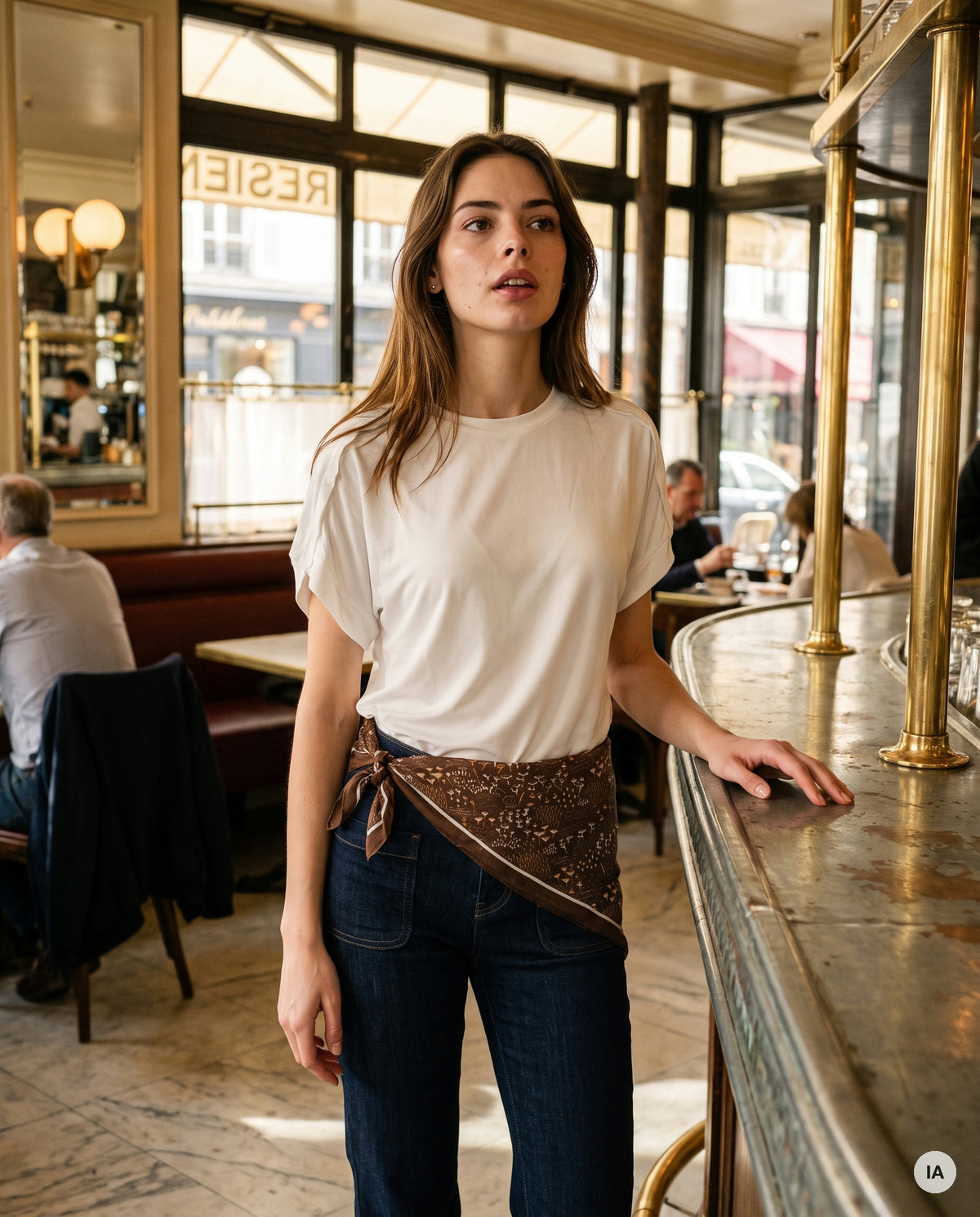 FOULARD CLARICE CHOCOLAT - YCOO Ceinture — Image générée par IA