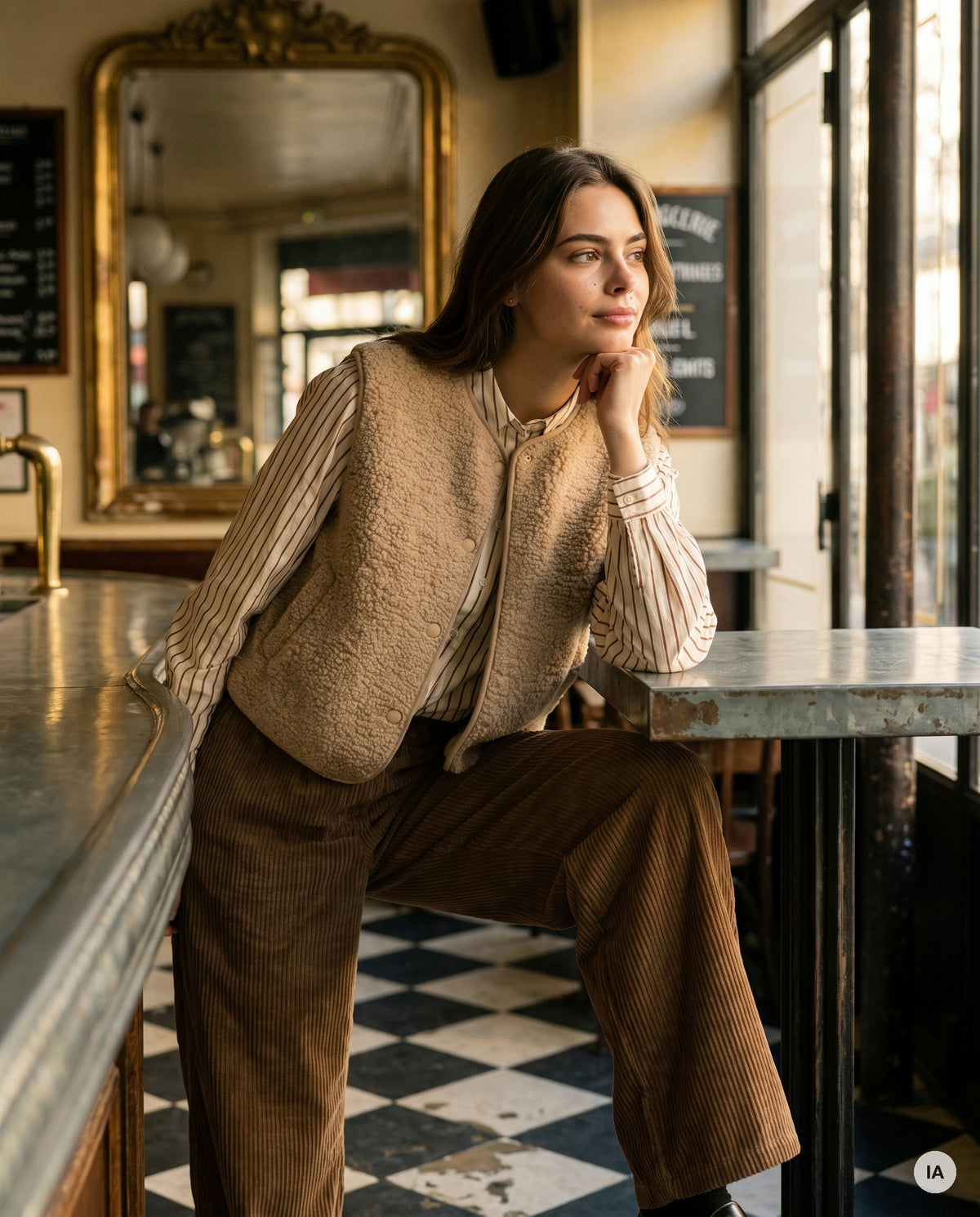 GILET SANS MANCHES PAULINE BEIGE - CHARLIOR Gilet — Image générée par IA