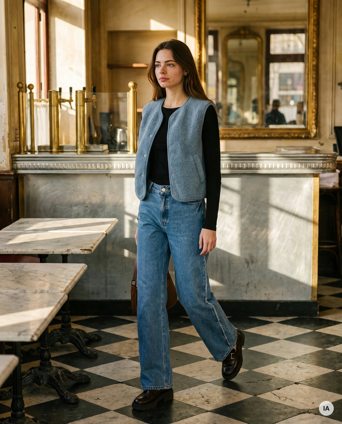 GILET SANS MANCHES PAULINE BLEU - CHARLIOR Gilet — Image générée par IA