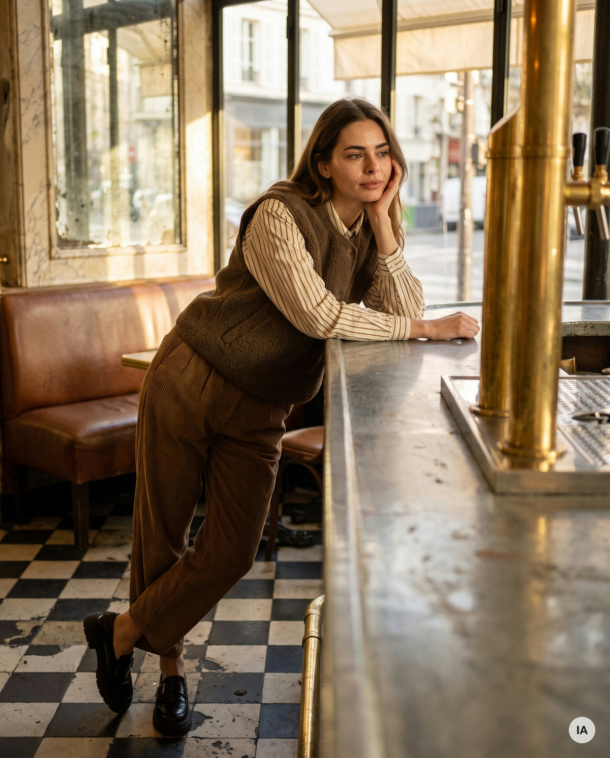 GILET SANS MANCHES PAULINE CHOCOLAT - CHARLIOR Gilet — Image générée par IA