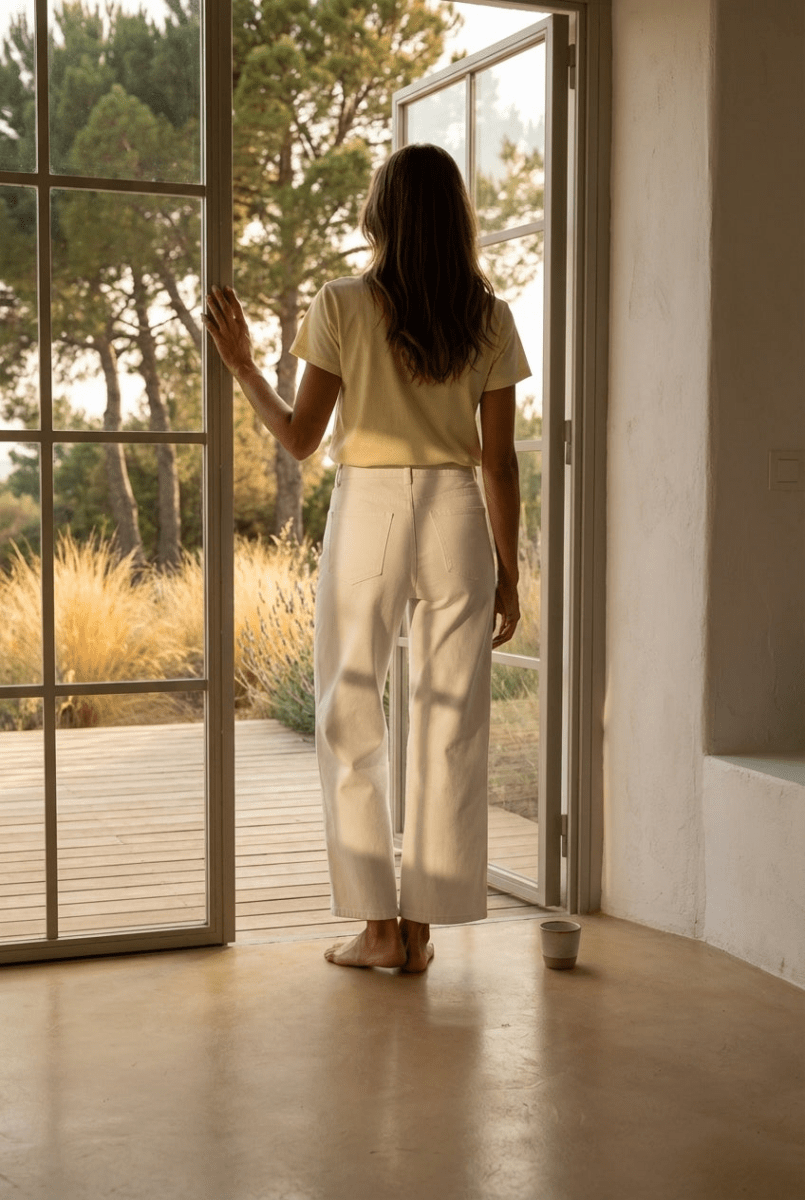 Jeans Cropped Wide - Colombe Blanc - ORAIJE Pantalon