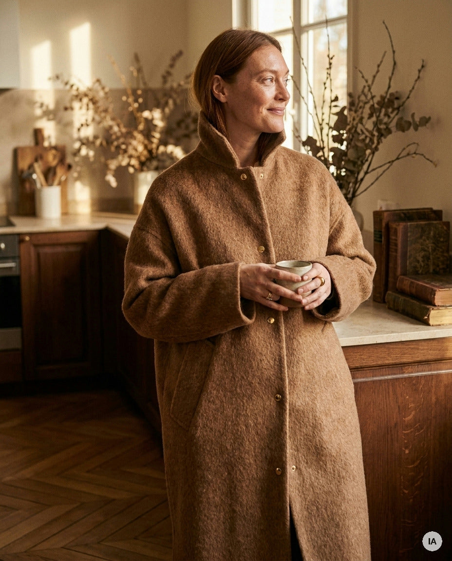 MANTEAU EN LAINE CAMBRIDGE - MINUIT DOUZE VESTE — Image générée par IA
