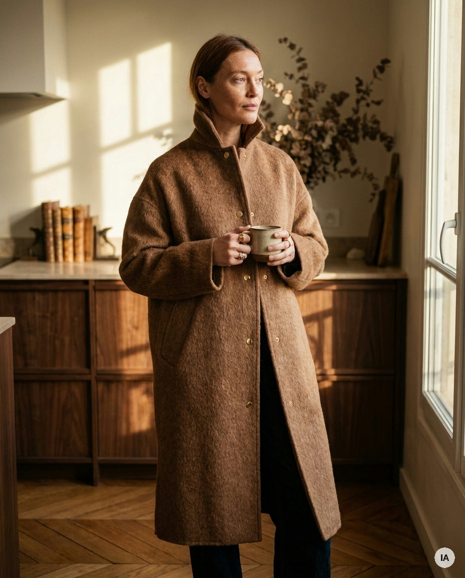 MANTEAU EN LAINE CAMBRIDGE - MINUIT DOUZE VESTE — Image générée par IA