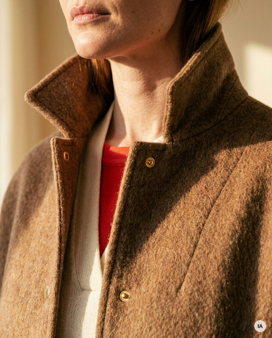 MANTEAU EN LAINE CAMBRIDGE - MINUIT DOUZE VESTE — Image générée par IA