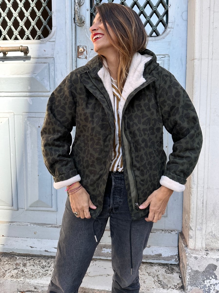 Manteau Guzmania LEOPARD KAKI - LAUREPLUSMAX Manteau