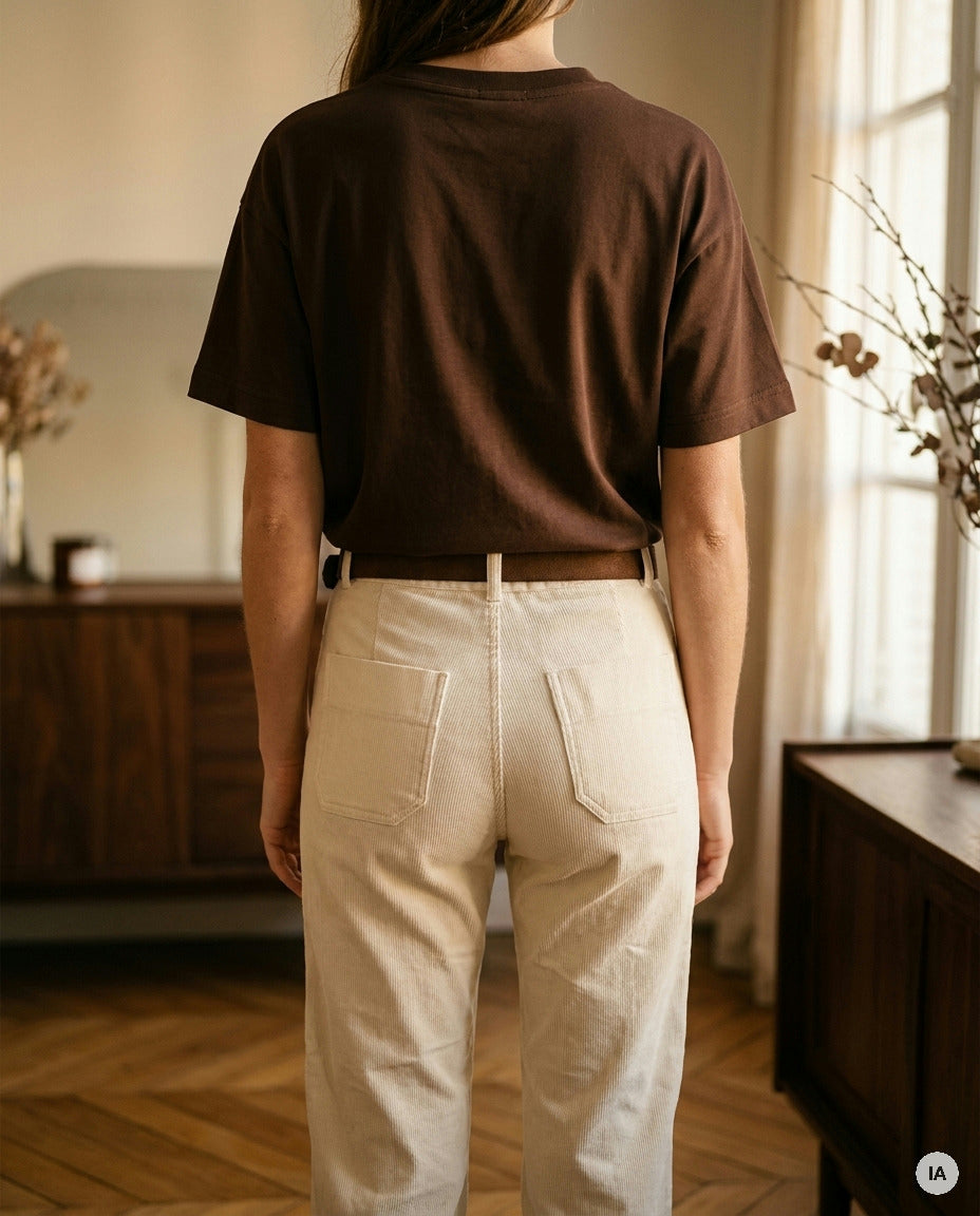 PANTALON CANELLE ECRU - ORFEO PANTALON — Image générée par IA