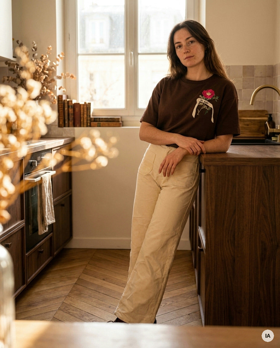 PANTALON CANELLE ECRU - ORFEO PANTALON — Image générée par IA