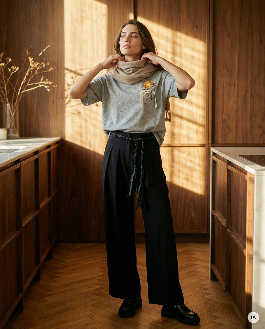 PANTALON CHARLIE NOIR - ORFEO PANTALON — Image générée par IA