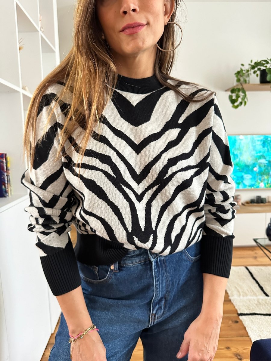 Pull Lezebra NOIR - ANGE Pull