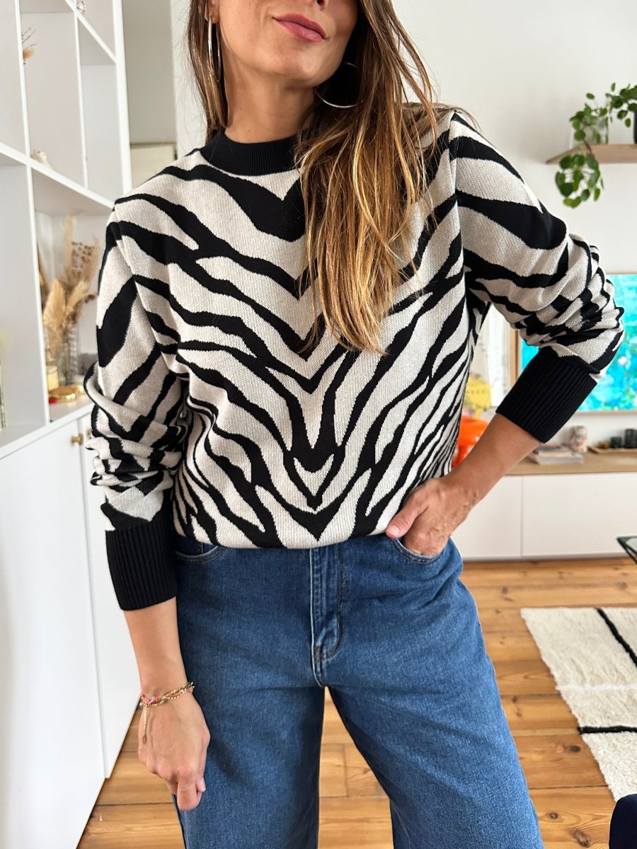 Pull Lezebra NOIR - ANGE Pull