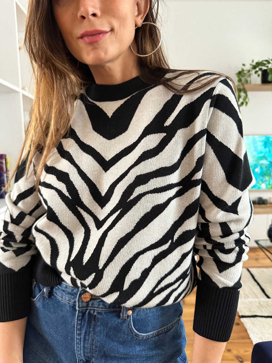 Pull Lezebra NOIR - ANGE Pull