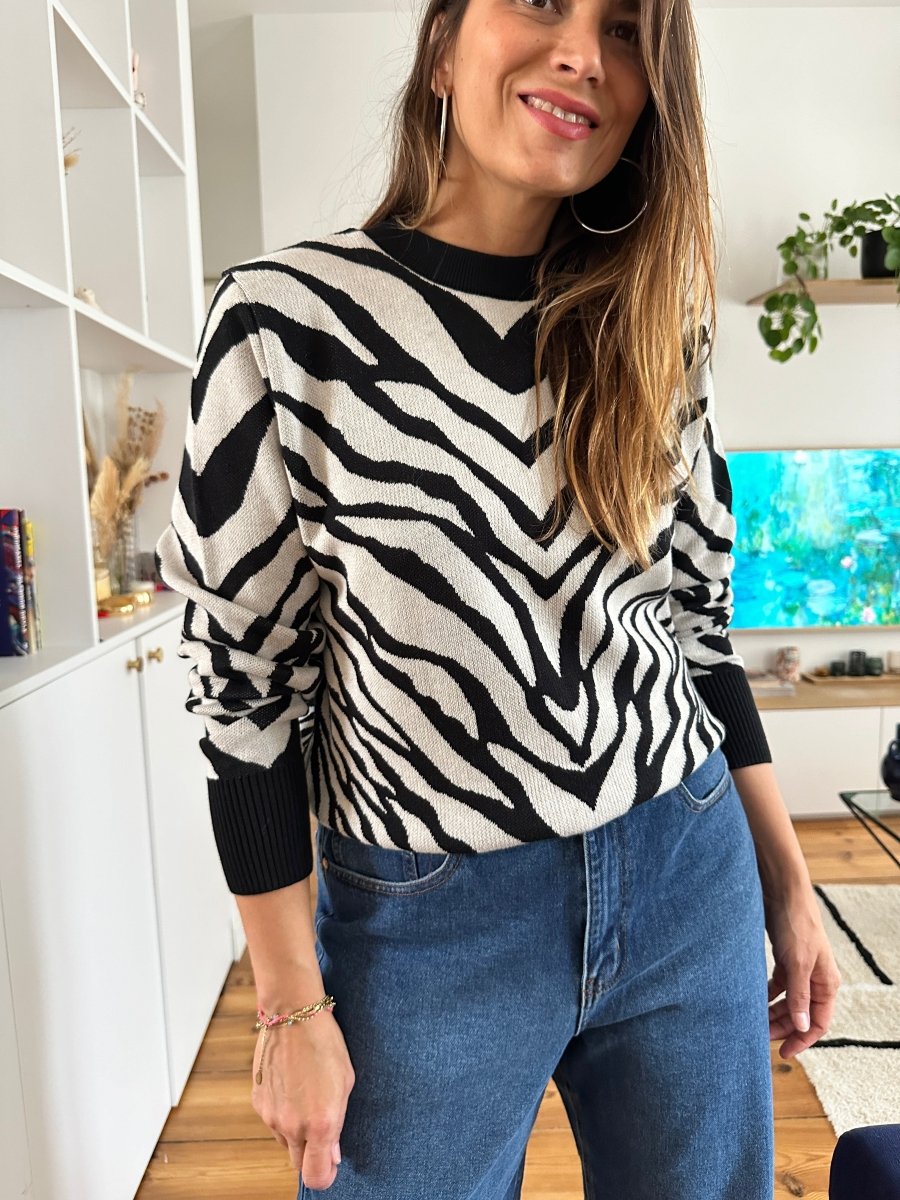 Pull Lezebra NOIR - ANGE Pull