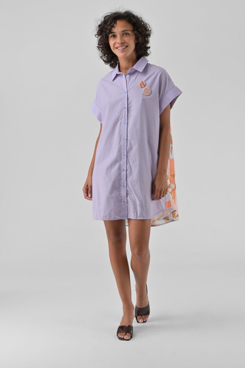 ROBE ANYA RAYURE BLEUE - ORFEO Robe