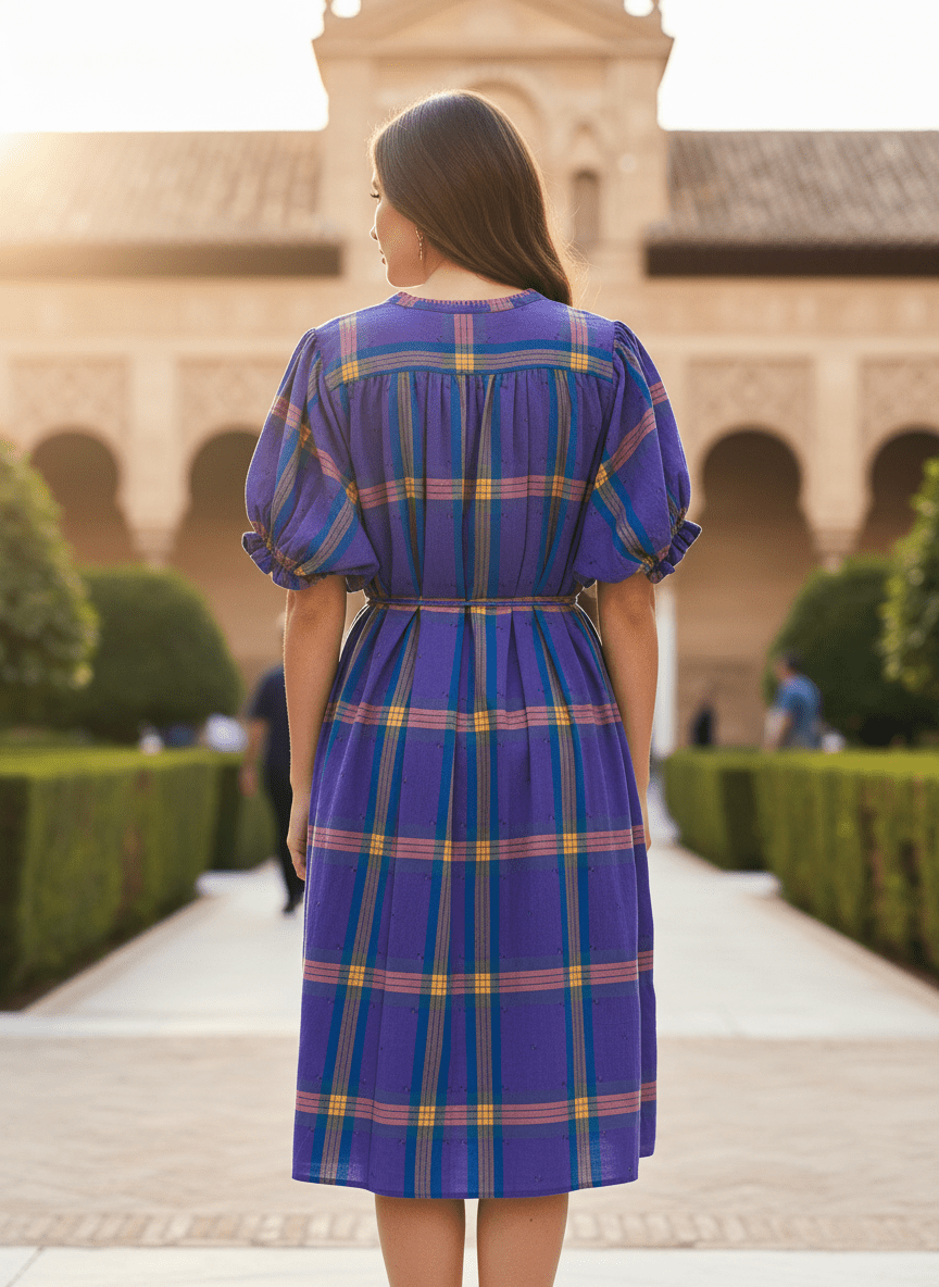 ROBE MAE CARREAUX VIOLETS - CASBAH LOVE Robe